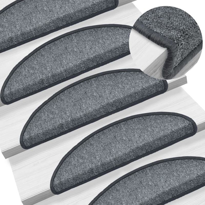 Berkfield Carpet Stair Treads 15 pcs Dark Grey 56x17x3 cm
