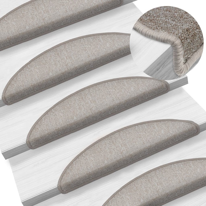 Berkfield Carpet Stair Treads 15 pcs Taupe 56x17x3 cm