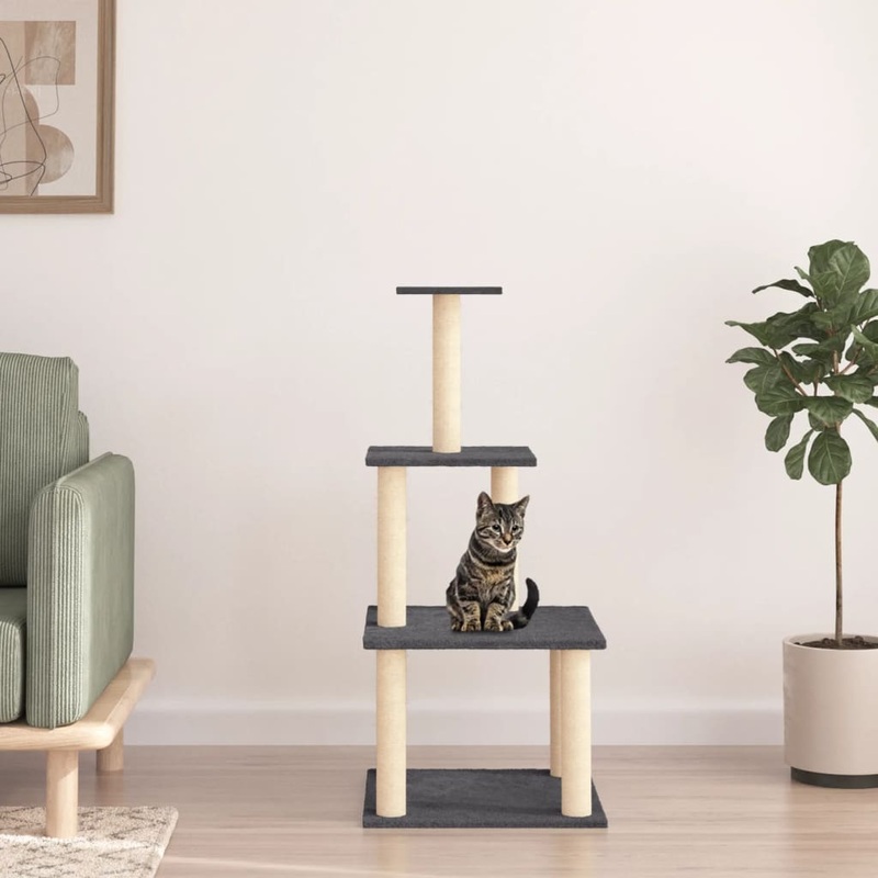 Berkfield Cat Tree with Sisal Scratching Posts Dark Grey 111 cm