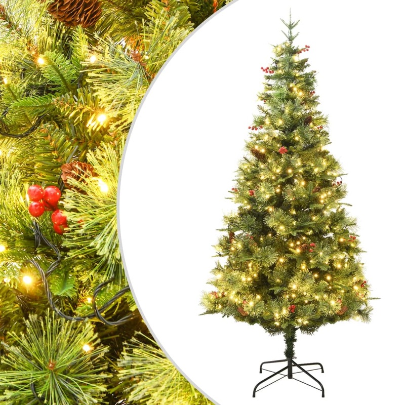 Berkfield Christmas Tree with LEDs&Pine Cones Green 195 cm PVC&PE