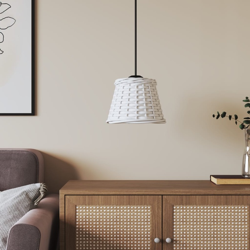 Berkfield Ceiling Lamp Shade White _15x12 cm Wicker