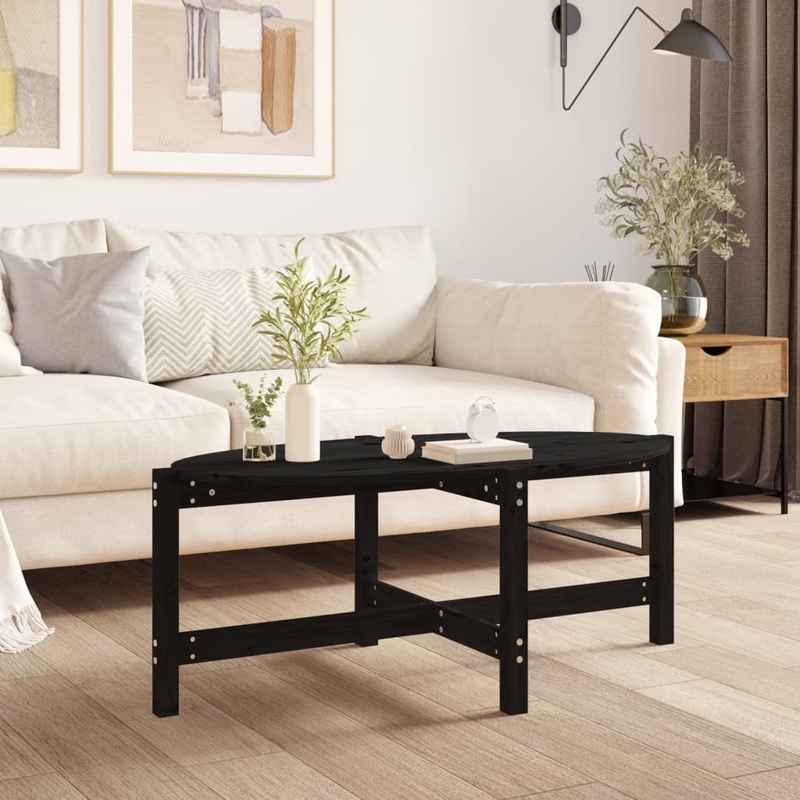 Berkfield Coffee Table Black 118x63x45 cm Solid Wood Pine