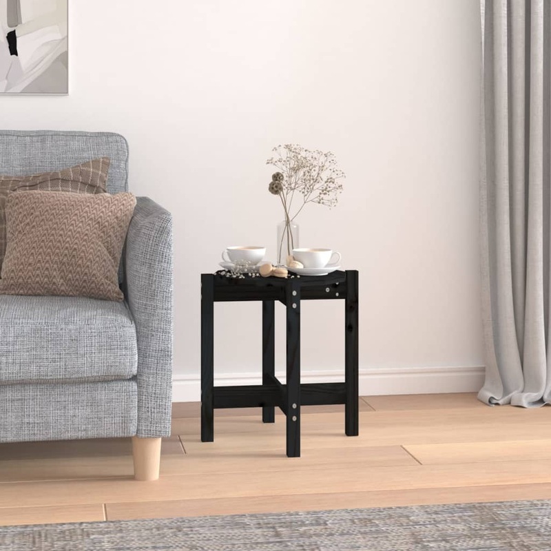 Berkfield Coffee Table Black _ 42.5×45 cm Solid Wood Pine