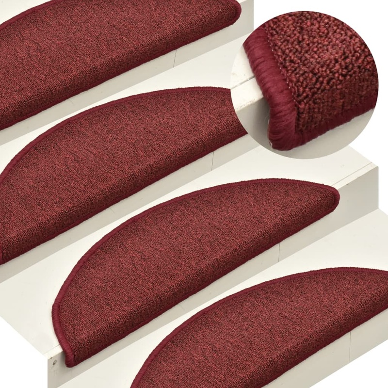Berkfield Carpet Stair Treads 15 pcs Red 56x17x3 cm