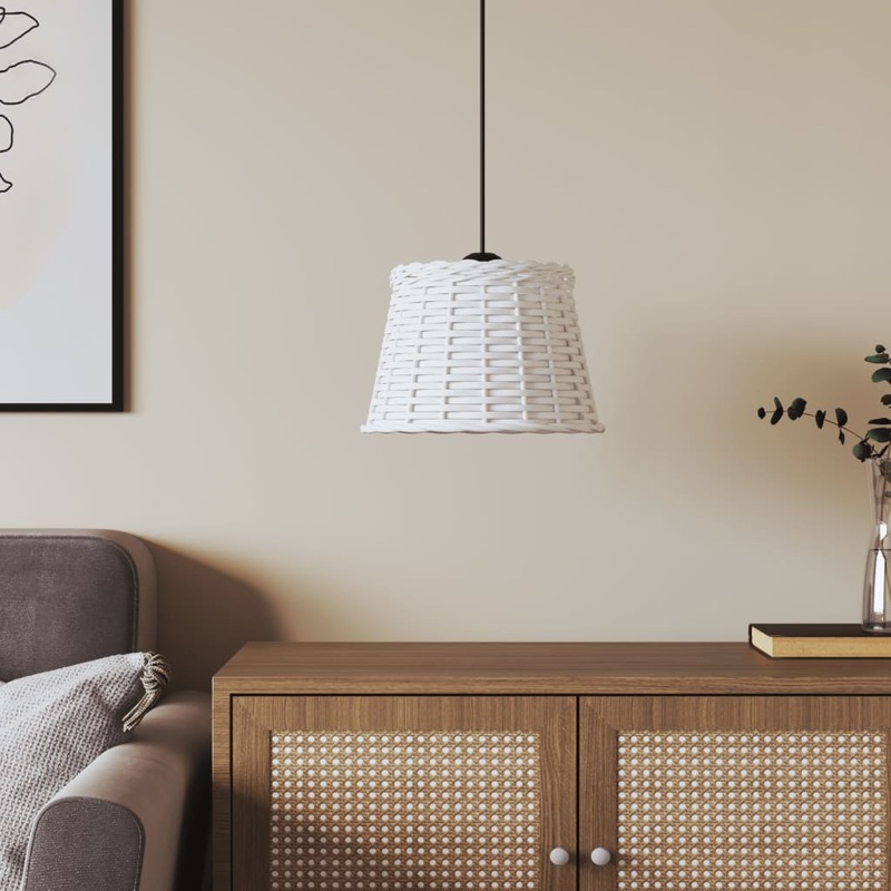 Berkfield Ceiling Lamp Shade White _25x17 cm Wicker