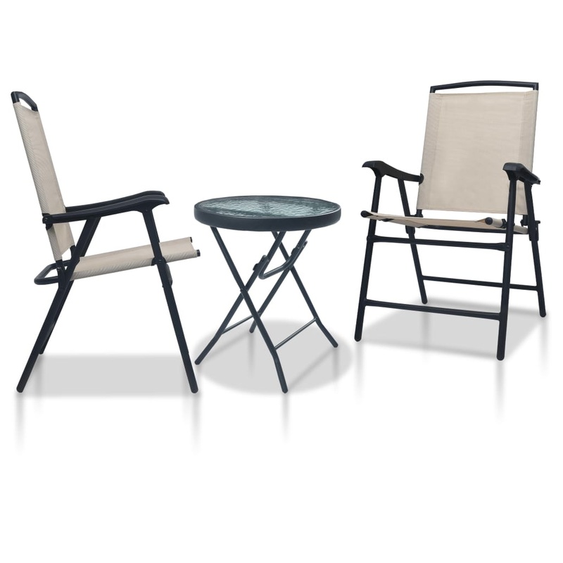 Berkfield 3 Piece Bistro Set Cream Steel