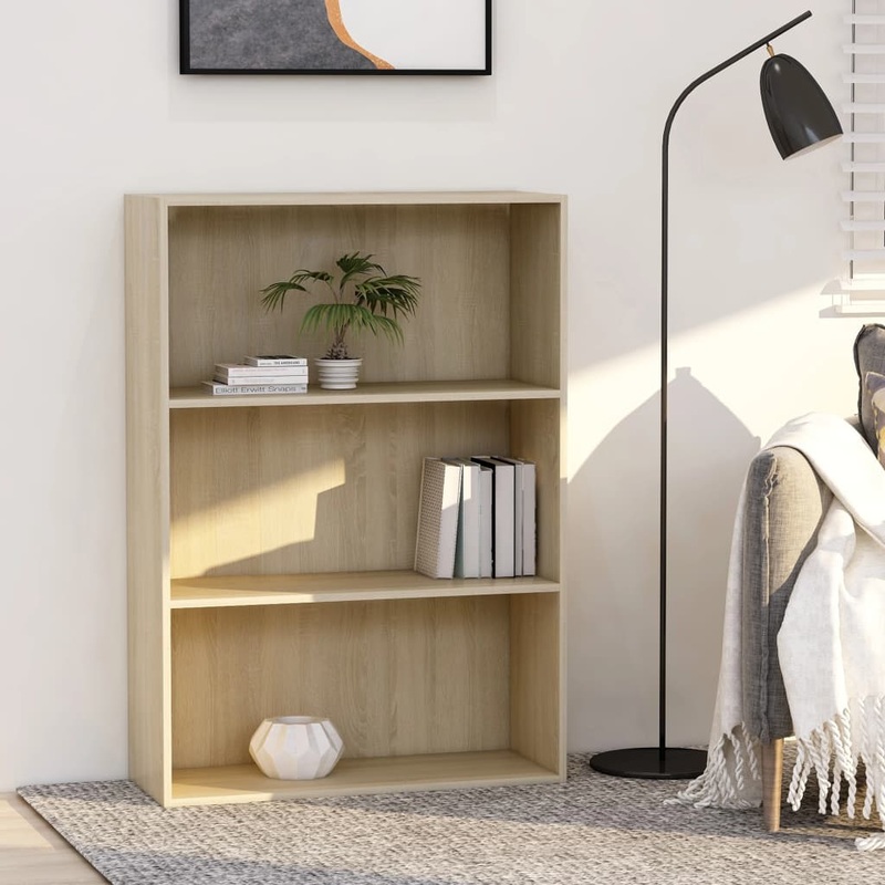 Berkfield 3-Tier Book Cabinet Sonoma Oak 80x30x114 cm Engineered Wood