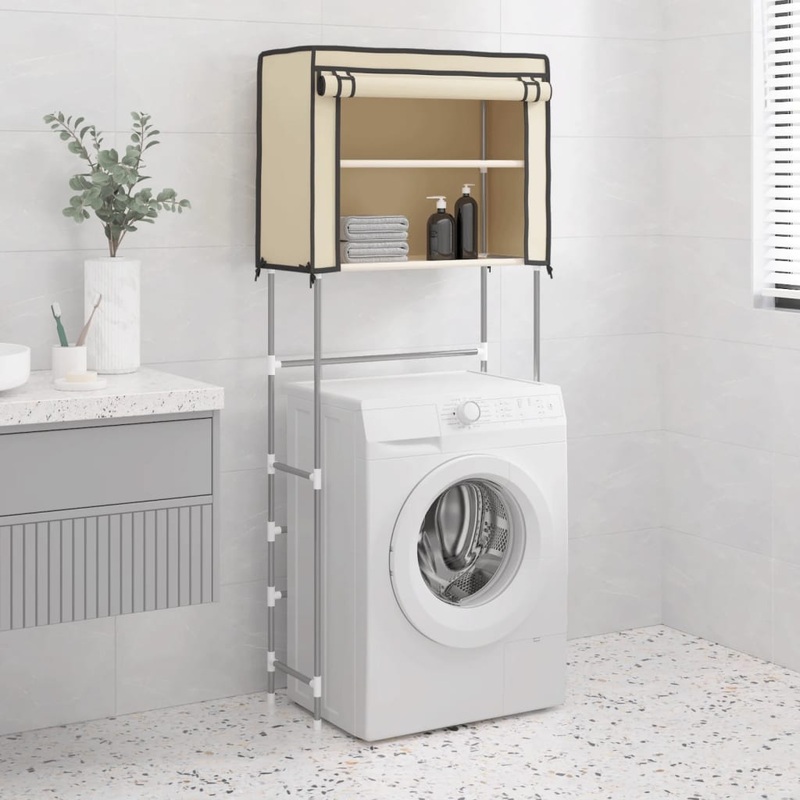 Berkfield 2-Tier Storage Rack over Laundry Machine Cream 71×29.5×170.5 cm Iron