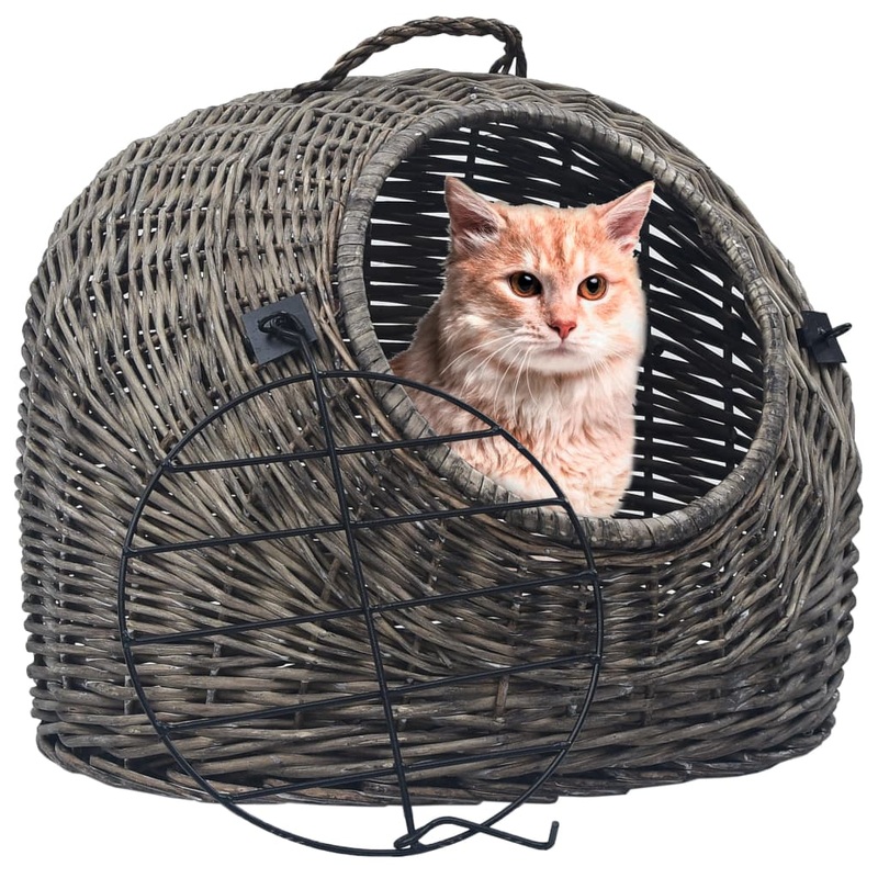 Berkfield Cat Transporter Grey 45x35x35 cm Natural Willow