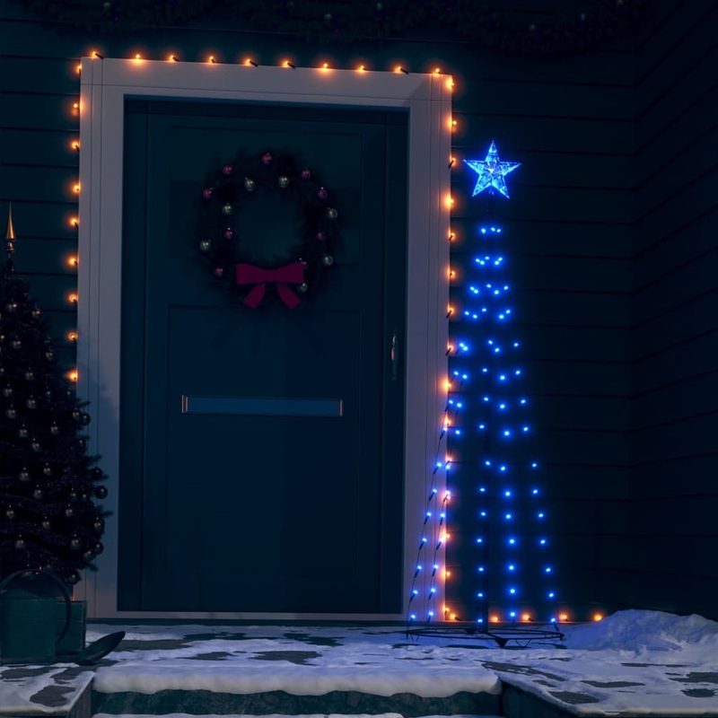 Berkfield Christmas Cone Tree Blue 84 LEDs Decoration 50×150 cm
