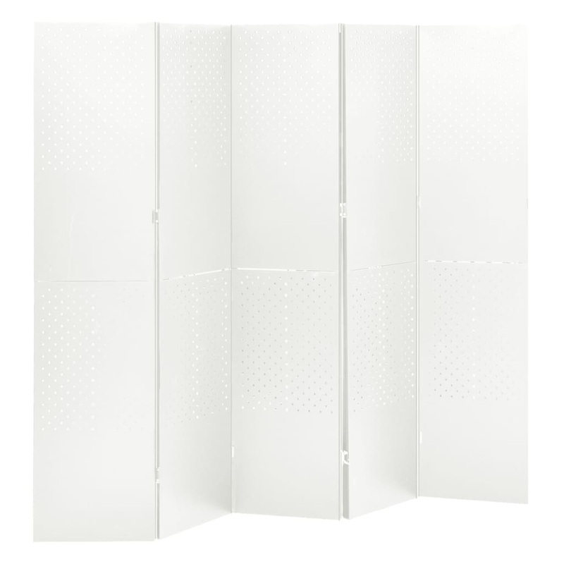 Berkfield 5-Panel Room Divider White 200×180 cm Steel