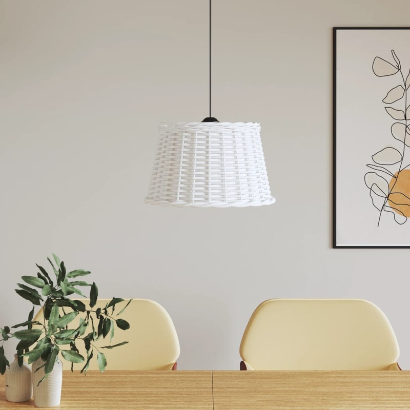 Berkfield Ceiling Lamp Shade White _45x28 cm Wicker