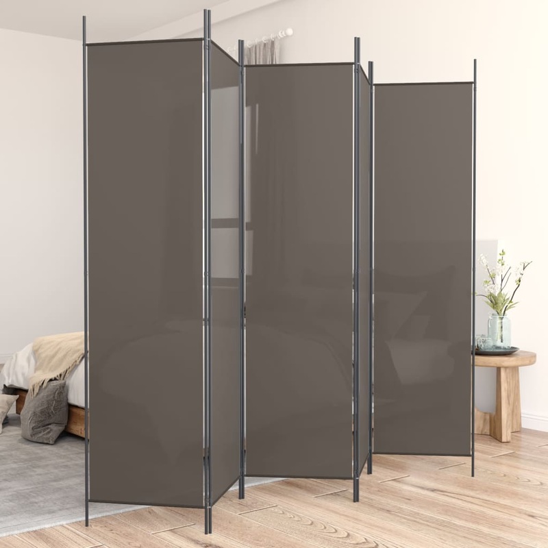 Berkfield 5-Panel Room Divider Anthracite 250×200 cm Fabric