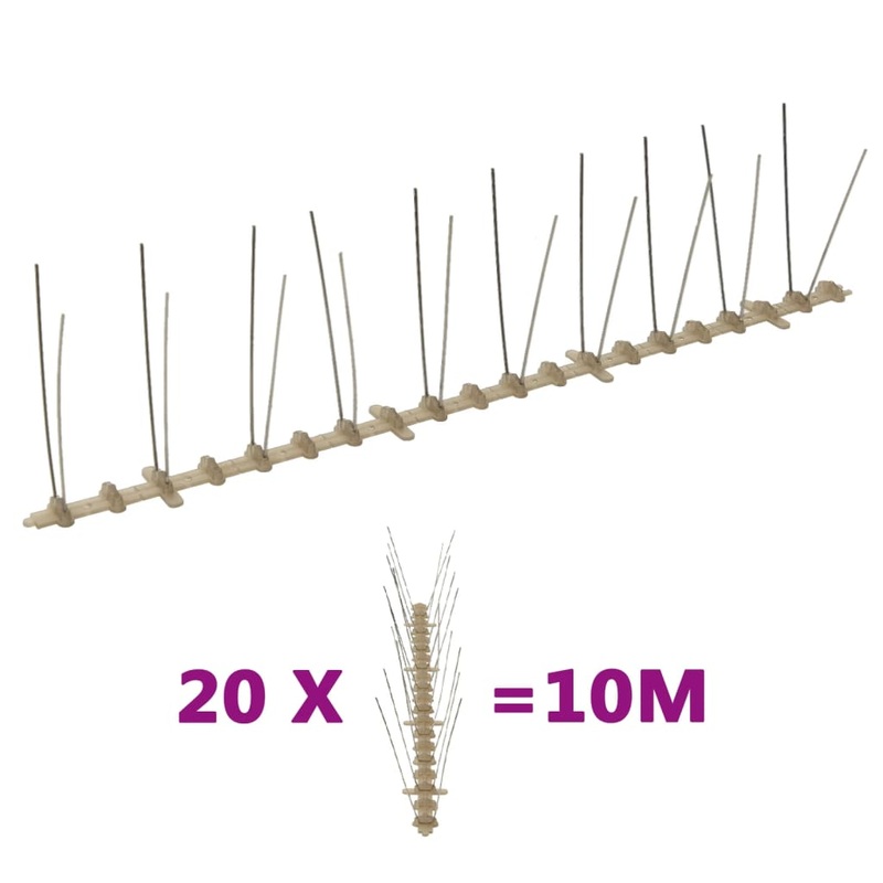 Berkfield 2-row Plastic Bird & Pigeon Spikes Set of 20 10 m