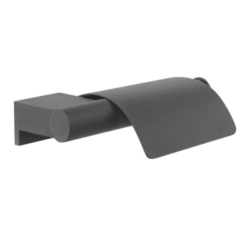 Tiger Toilet Roll Holder Bold Matt Black with Cover