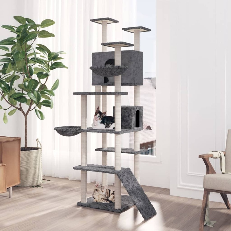 Berkfield Cat Tree with Sisal Scratching Posts Dark Grey 191 cm