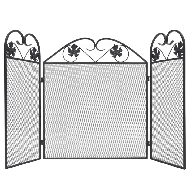 Berkfield 3-panel Fireplace Screen Iron Black