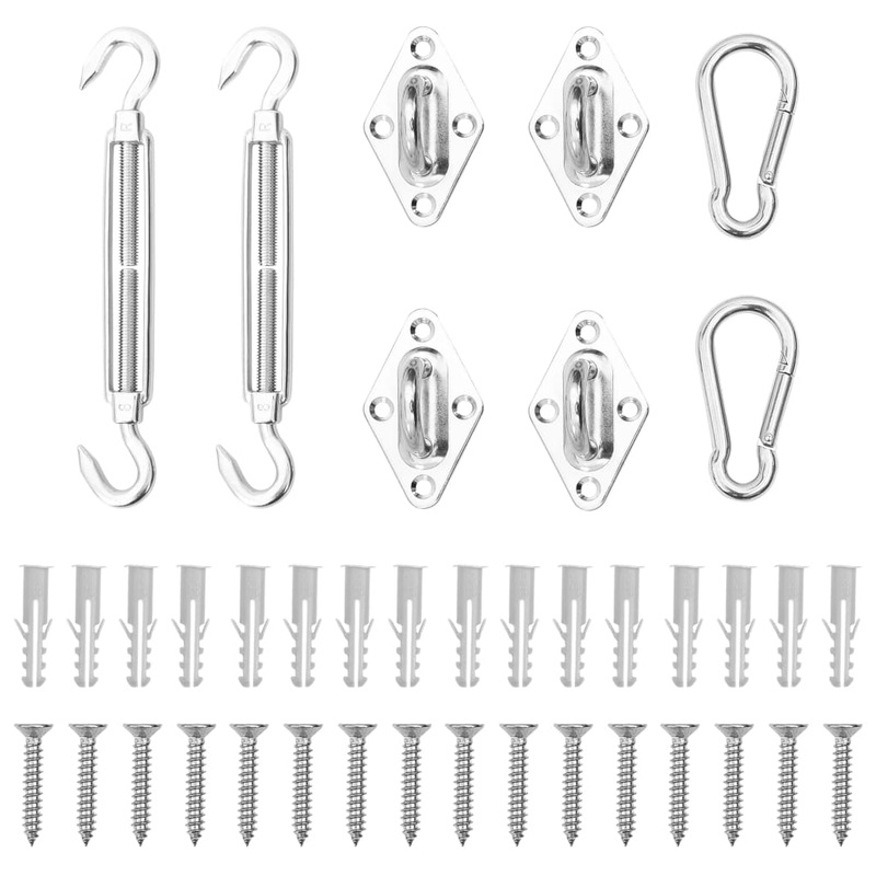 Berkfield 8 Piece Sunshade Sail Accessory Set Stainless Steel