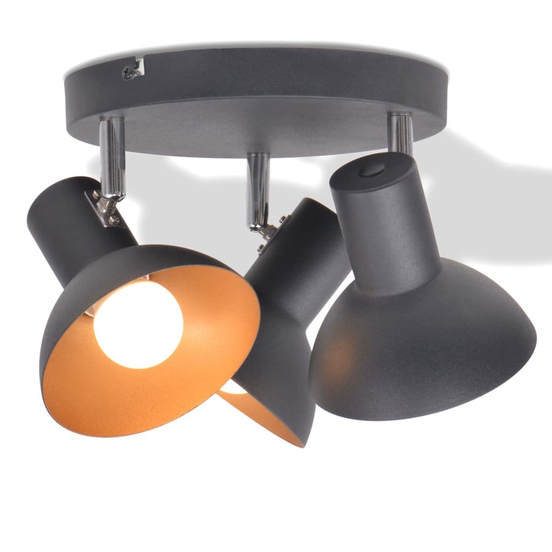 Berkfield Ceiling Lamp for 3 Bulbs E27 Black and Gold