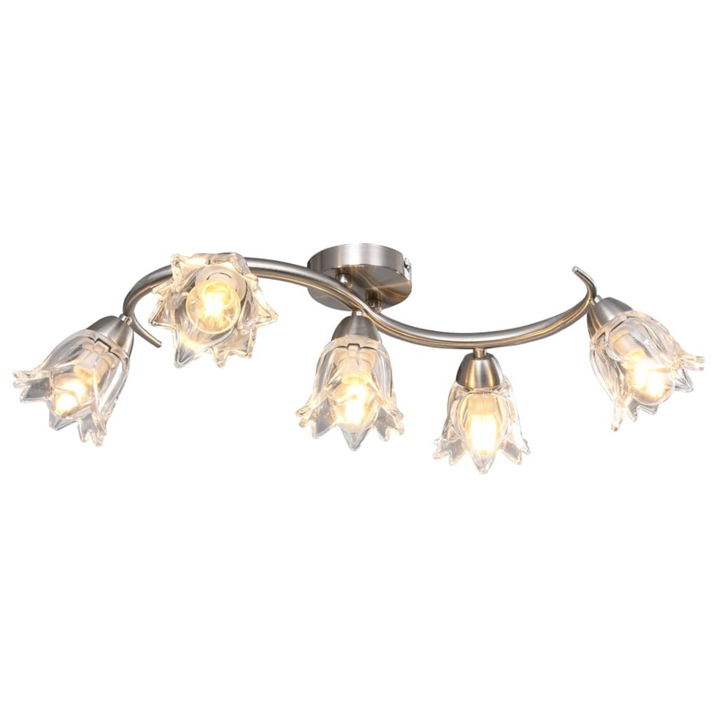Berkfield Ceiling Lamp with Transparent Glass Shades for 5 E14 Bulbs Tulip
