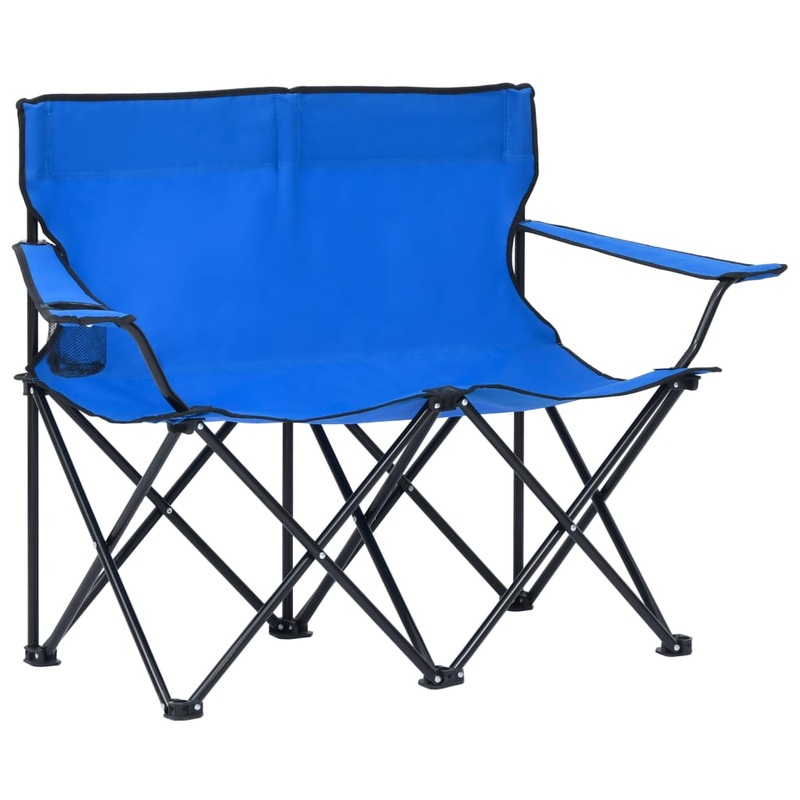 Berkfield 2-Seater Foldable Camping Chair Steel and Fabric Blue