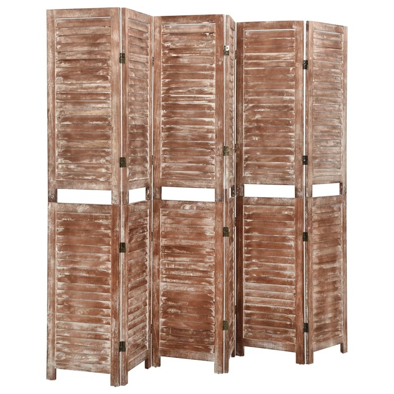 Berkfield 6-Panel Room Divider Brown 210×165 cm Solid Wood Paulownia