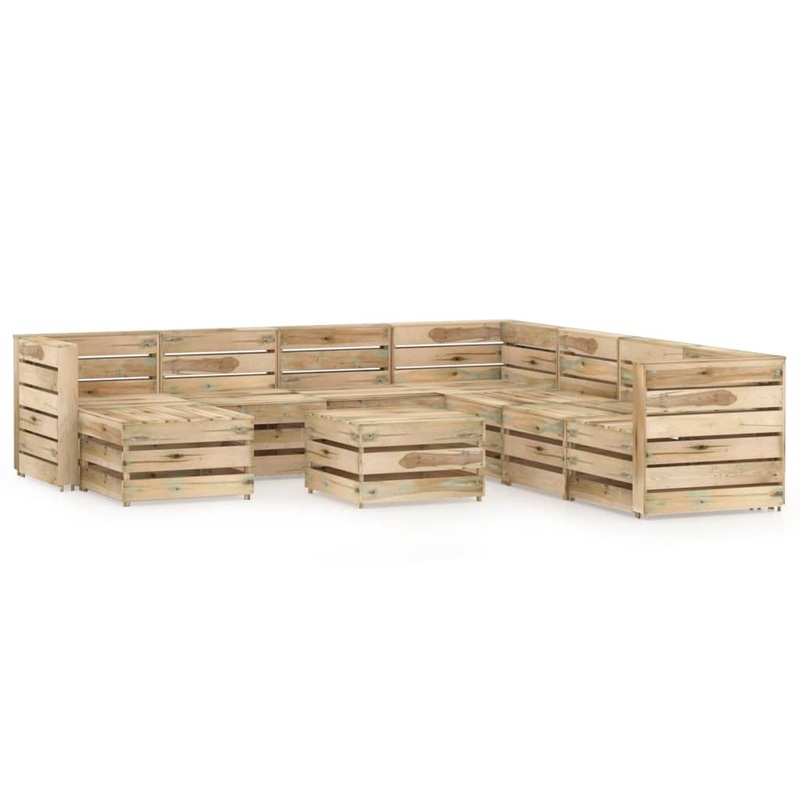 Berkfield 9 Piece Garden Lounge Set Green Impregnated Pinewood