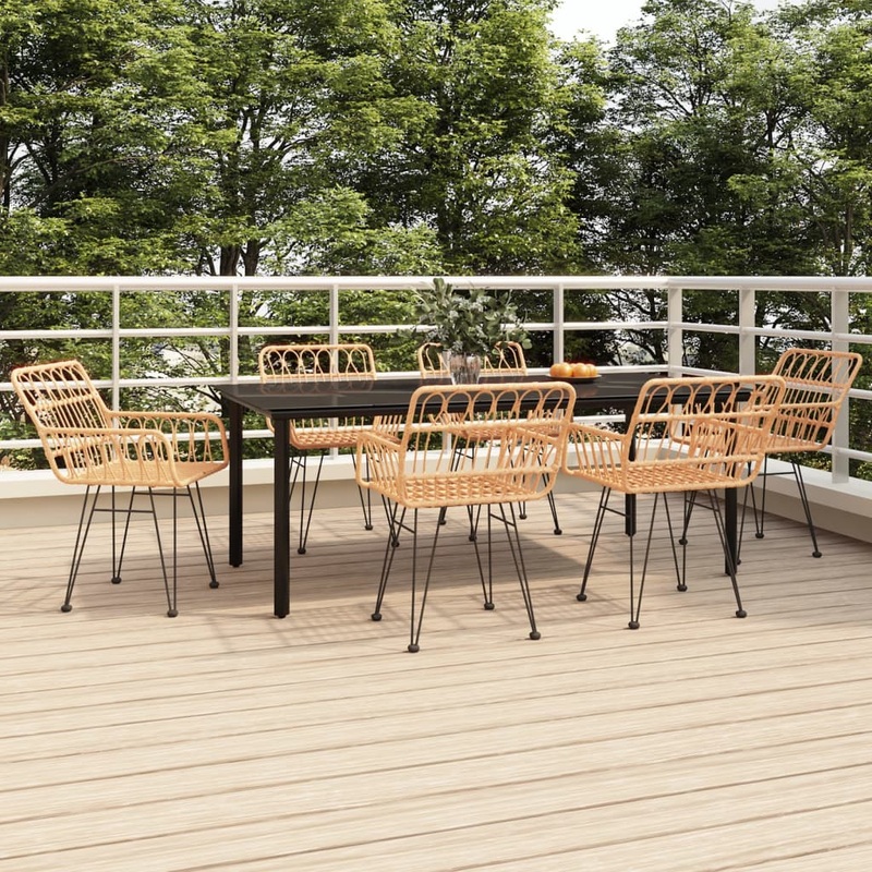 Berkfield 7 Piece Garden Dining Set Poly Rattan