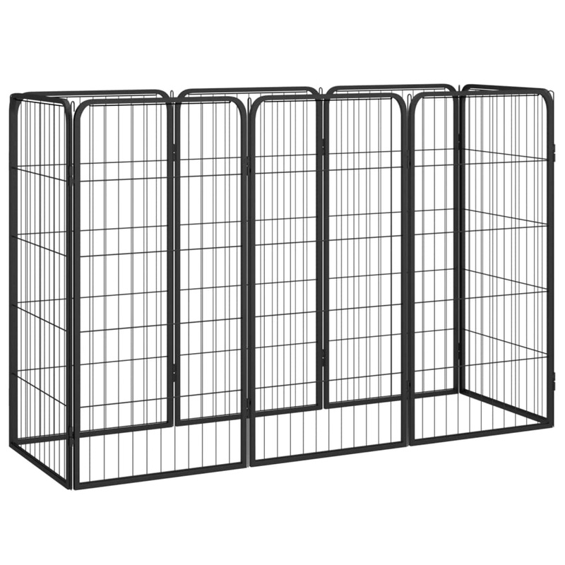 Berkfield 8-Panel Dog Playpen Black 50×100 cm Powder-coated Steel
