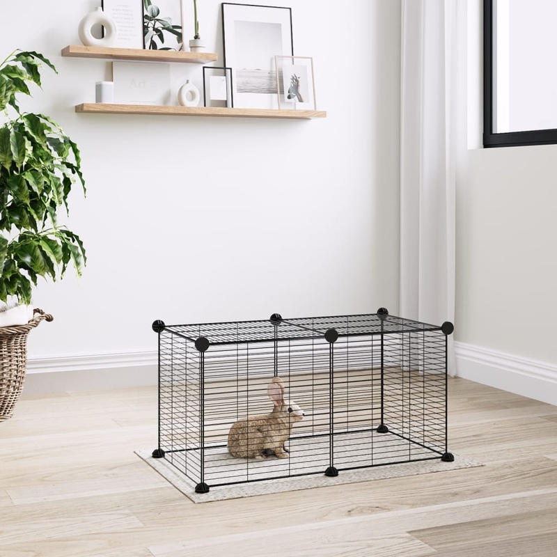 Berkfield 8-Panel Pet Cage Black 35×35 cm Steel