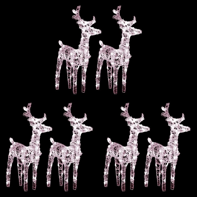 Berkfield Christmas Reindeers 6 pcs Warm White 240 LEDs Acrylic