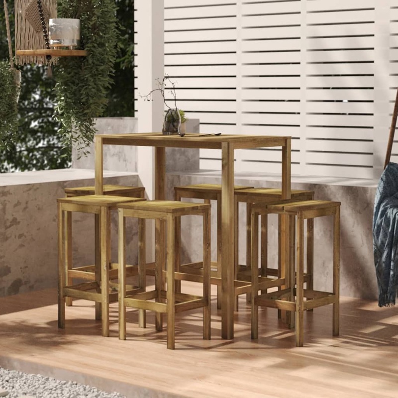 Berkfield 7 Piece Garden Bar Set Impregnated Pinewood