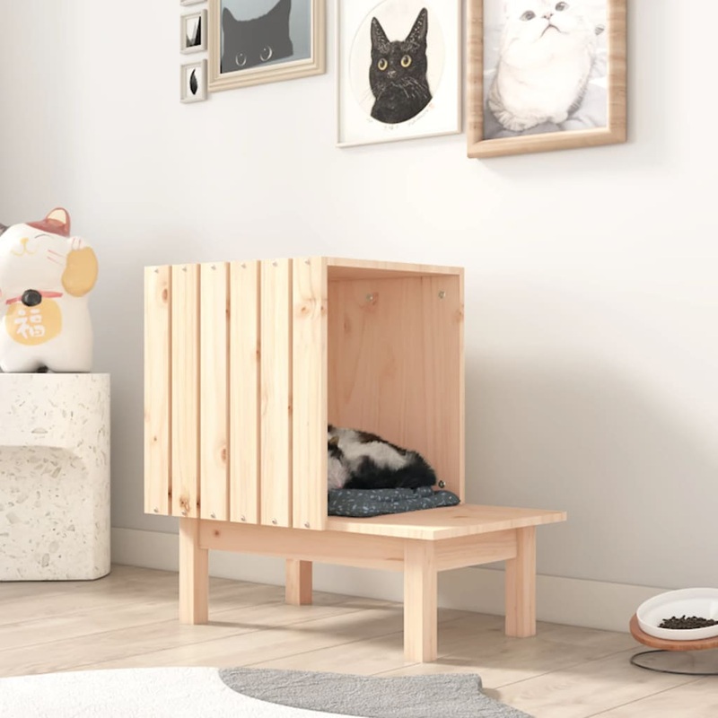 Berkfield Cat House 60x36x60 cm Solid Wood Pine