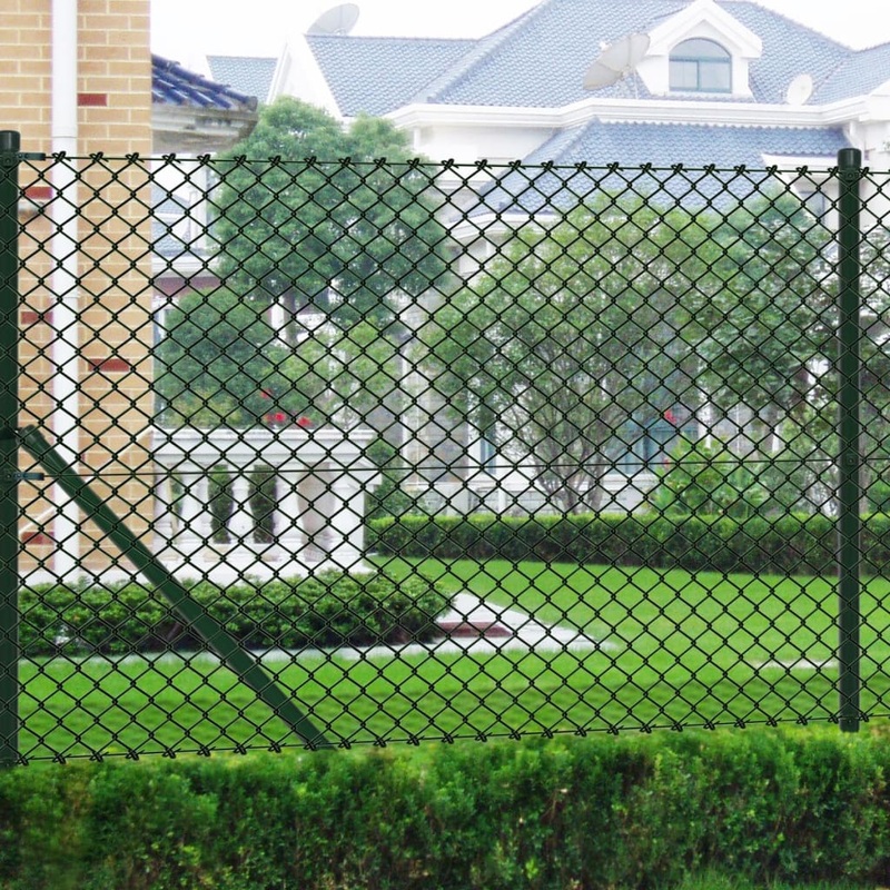 Berkfield Chain Link Fence with Posts Steel 1×15 m Green