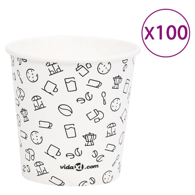 Berkfield Coffee Paper Cups 120 ml 100 pcs White and Black