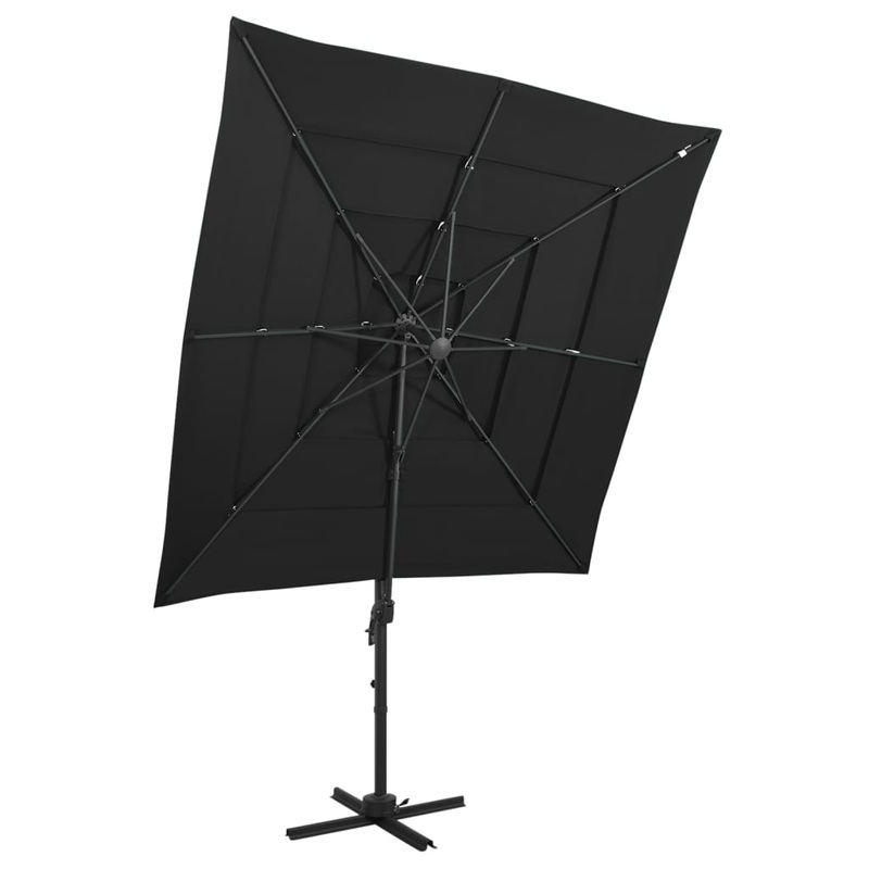 Berkfield 4-Tier Parasol with Aluminium Pole Black 250×250 cm