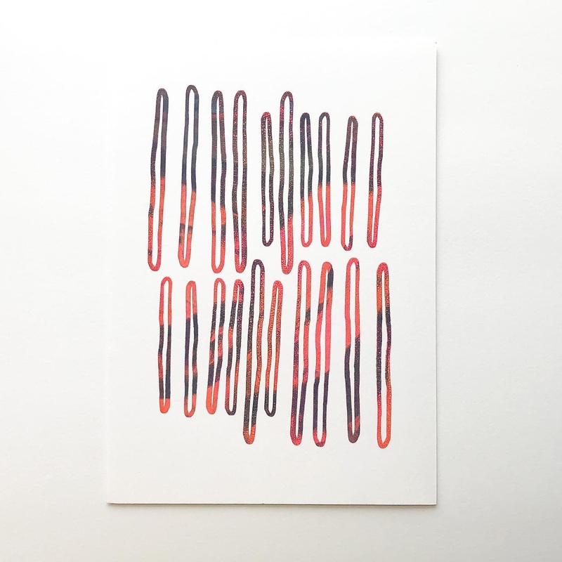 MONO SCREEN PRINTS|Bands|Lines|Squiggle|Pink/Blue