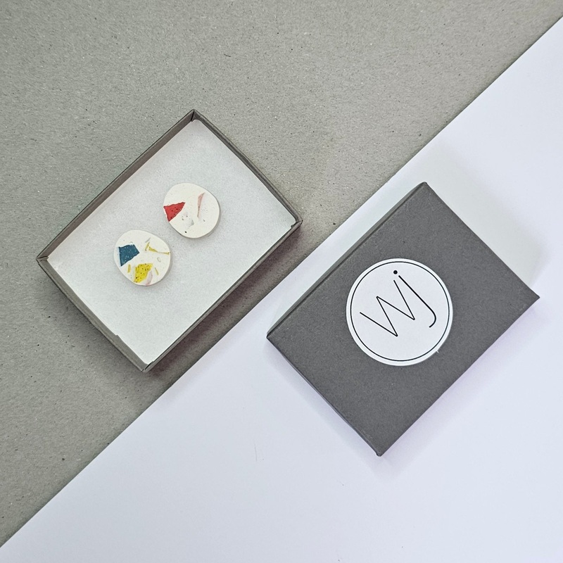 TERRAZZO PEBBLE EARRINGS|Black|Grey|White/Colour