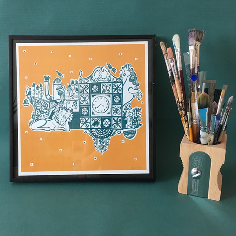 WELLGATE CLOCK PRINT|Yellow|Retro Blue