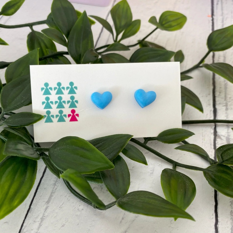 ZERO WASTE HEART STUDS|Small|Large|Neon Blue|Neon Coral|Neon Green|Neon Pink|Neon Yellow|Beige|Dark Grey|Light Grey|Mint Green|Nude Pink