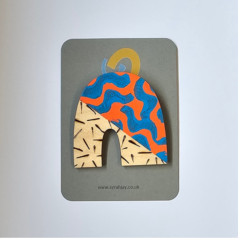 FAT ARCH BROOCH|Light Blue + Orange|Orange + Dark Blue|Green + Pink