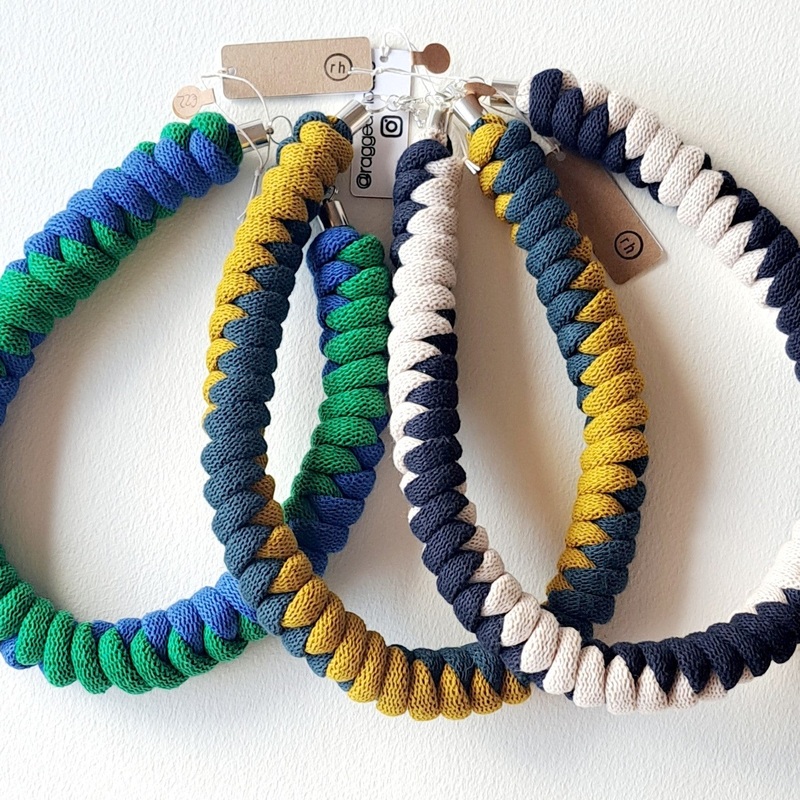 TWO TONE TWIST NECKLACE|Green + Blue|Neutral + Navy|Ochre + Teal