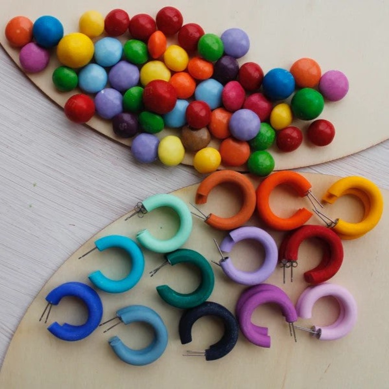 TEENY TINY HOOPS|Cornflower Blue|Emerald|Lavender|Lime Green|Mint Green|Navy|Pastel Purple|Seafoam|Sherbet Lemon|Sky Blue|Sunshine Yellow|Tangerine