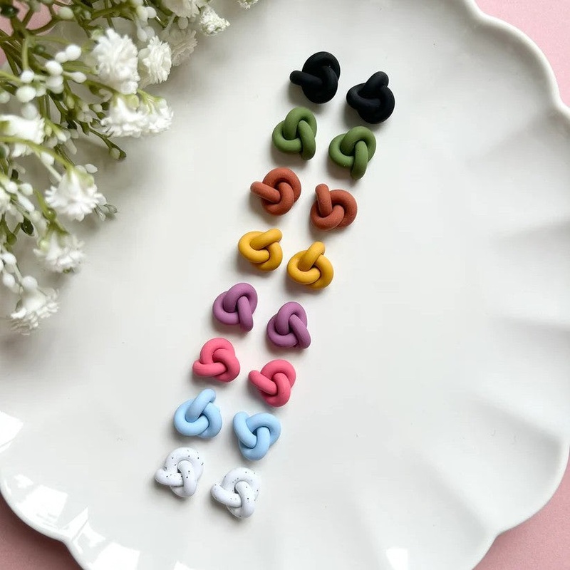 KNOT STUDS|Pistachio|Black|Rust|Butterscotch|Olive|Cookies & Cream|Plum|Blush|Baby Blue