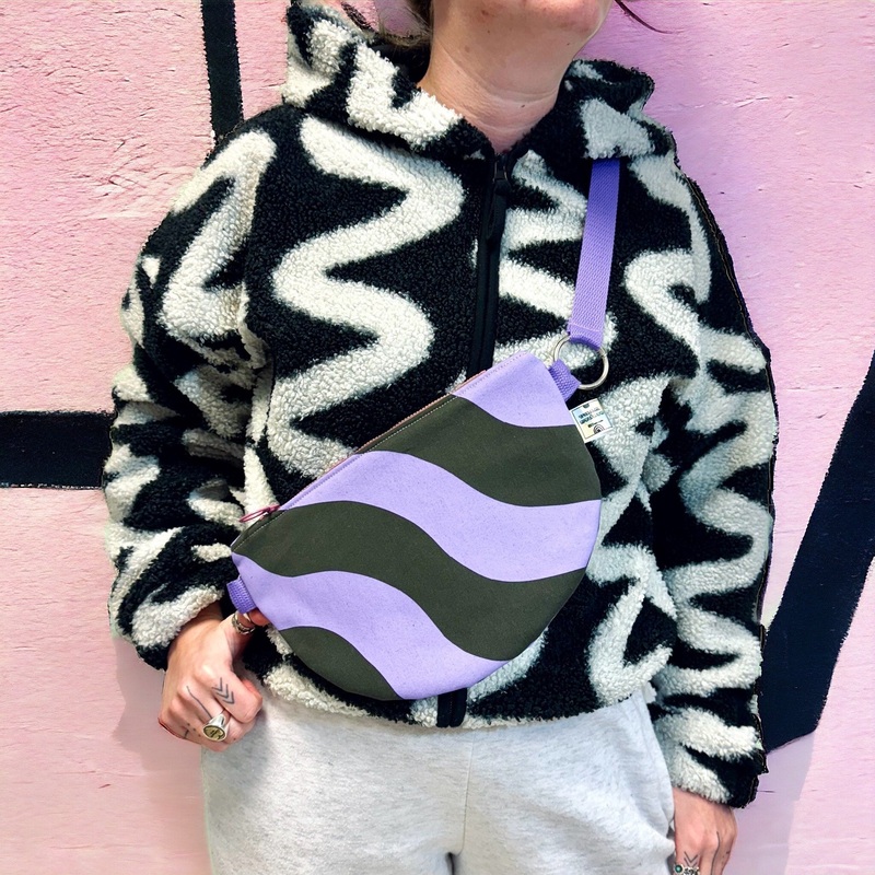 CROSSBODY BAG|Navy/Lilac Wave (wc)|Dark Green/Lilac Wave (wc)|Navy/Lilac Doodles (wc)|Dark Green/Lilac Doodles (wc)|Pink/Lilac Checker (c)|Yellow/Lilac Checker (c)