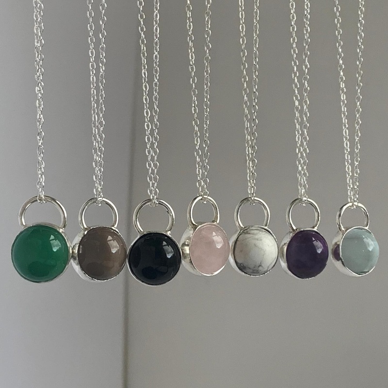 MARBLE PENDANTS|Dark Pink|Glass|Green agate|Green Stripe|Grey quartz|Howlite (white marble)|Obsidian (black)
