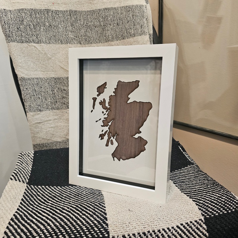 SCOTTISH PICTURES|Thistle Left|Scotland Map|Thistle Right|Wood|Black Acrylic|Coloured Acrylic