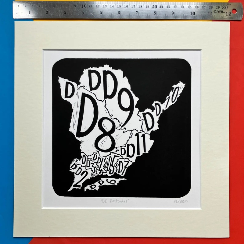 DD POSTCODE PRINTS|Black|White