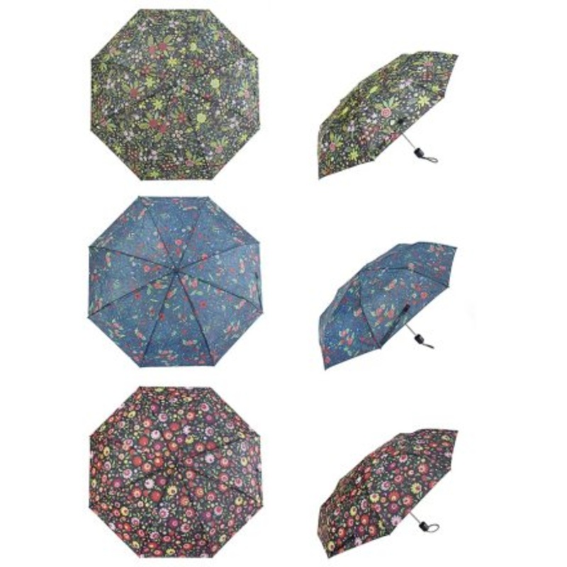 FLORAL FOLDING UMBRELLA|Black Floral|Blue Floral|Dark Green Floral