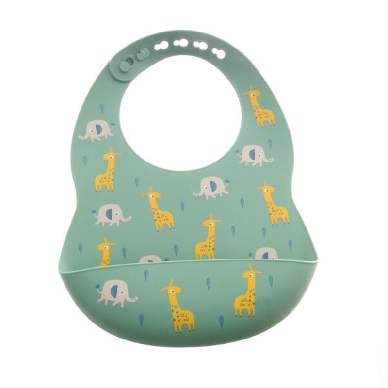 GIRAFFE + ELEPHANT CATCH IT SILICONE BIB